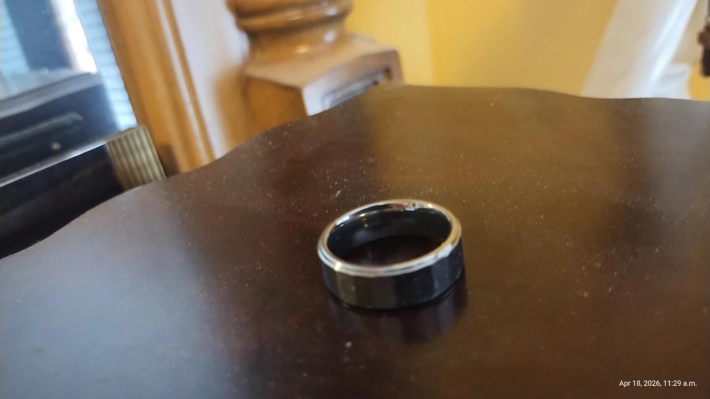 Black Tungsten Carbide Ring with Silver Band