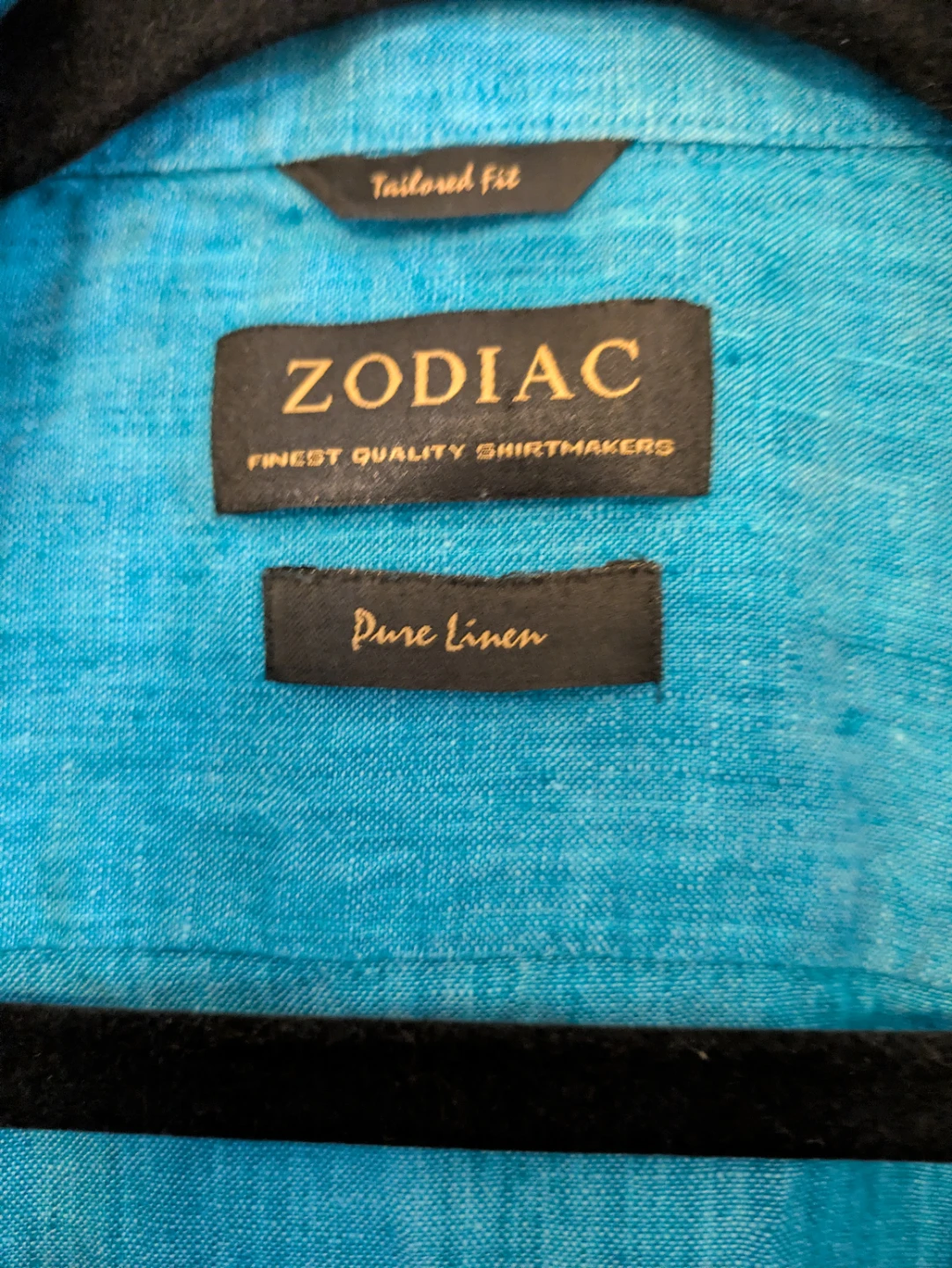Zodiac Men's Teal Pure Linen Tailored Fit Long Sleeve Shirt - photo 2