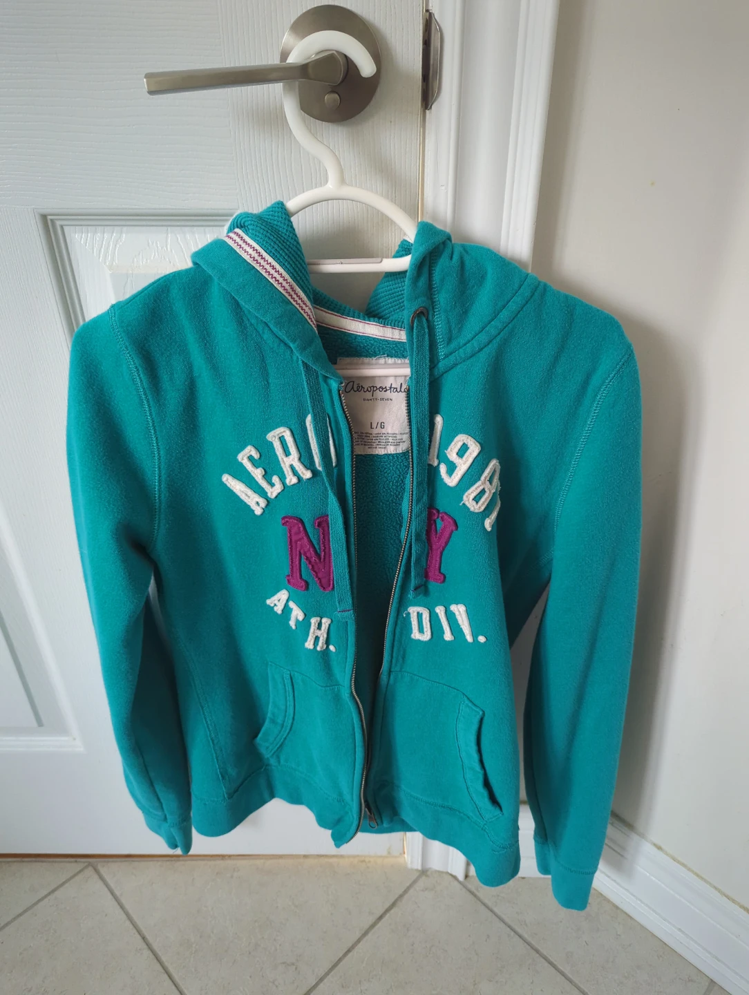 Aéropostale Teal Zip-Up Hoodie L/G