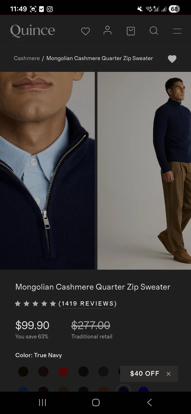MEN Quince 100% Mongolian Cashmere Half-Zip Sweater - photo 4