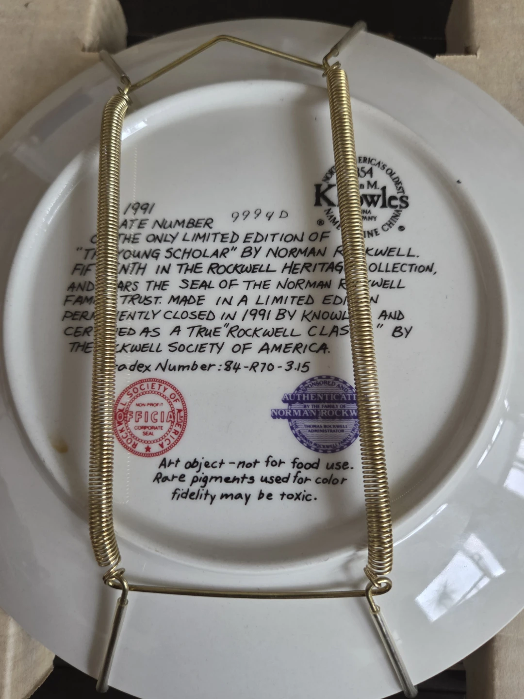 The Young Scholar Limited Edition Plate by Norman Rockwell - photo 3