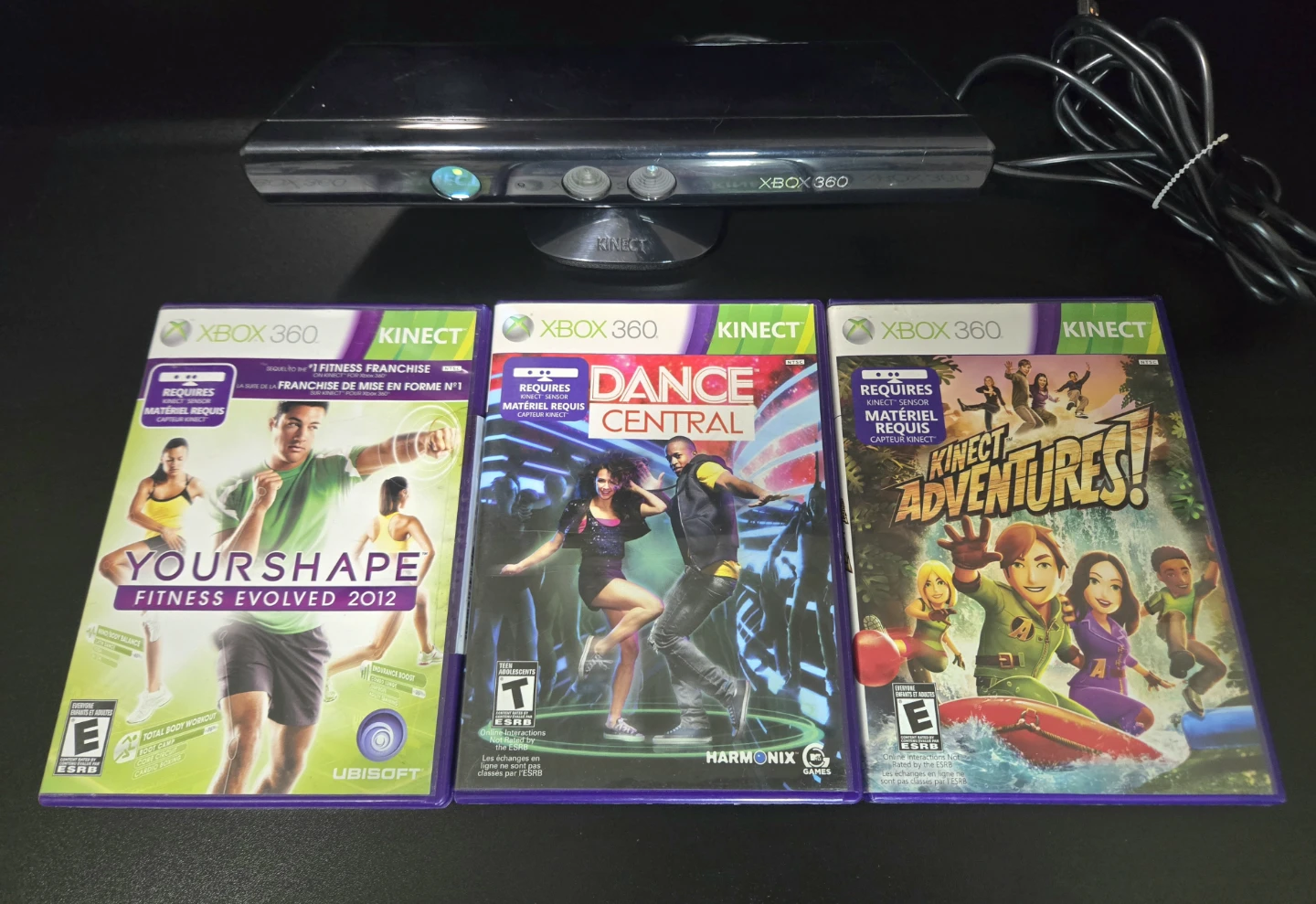 Xbox 360 Kinect Sensor + 3 Games