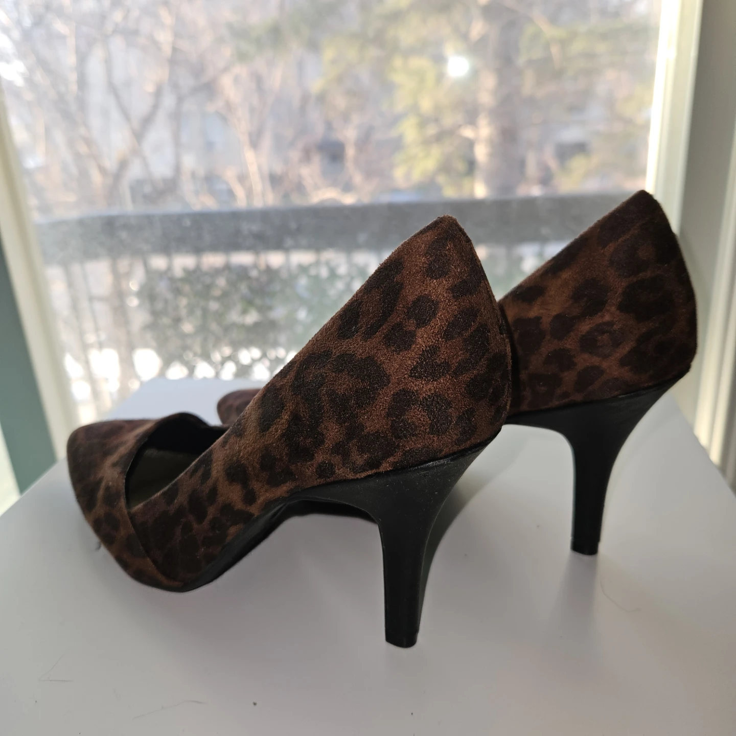 Fergalicious Leopard Print Suede Heels