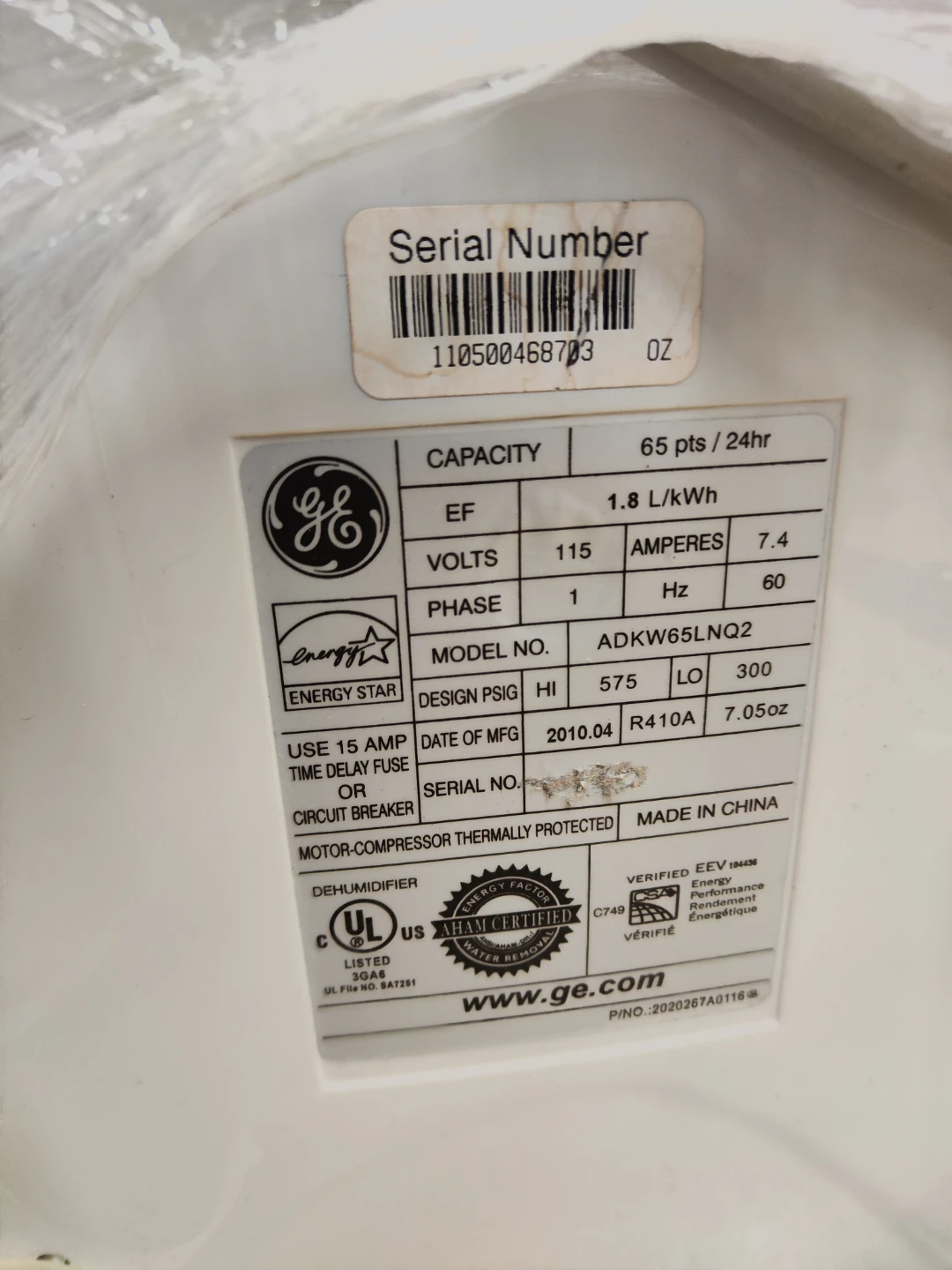 GE Dehumidifier - photo 5