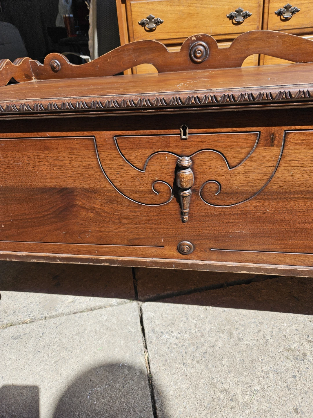 Antique Wooden Cedar Lined Storage Chest - photo 2