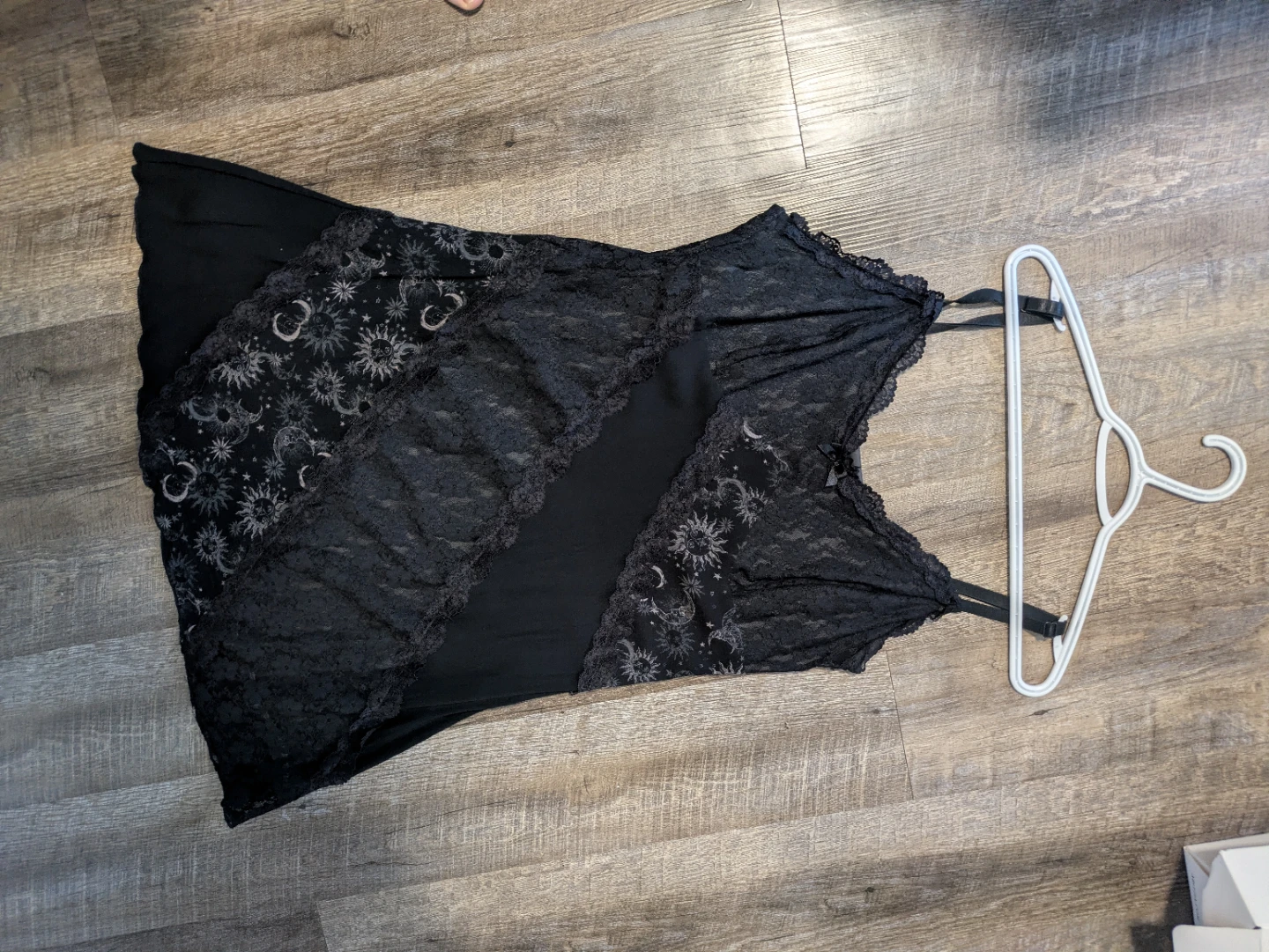 Cosmic Aura Black Lace Slip Dress - XL 🌱