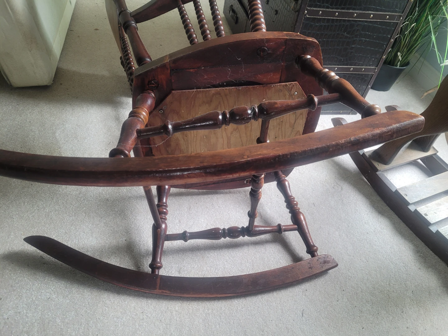 75 year old rocking chair and bench and rocking horse - photo 5