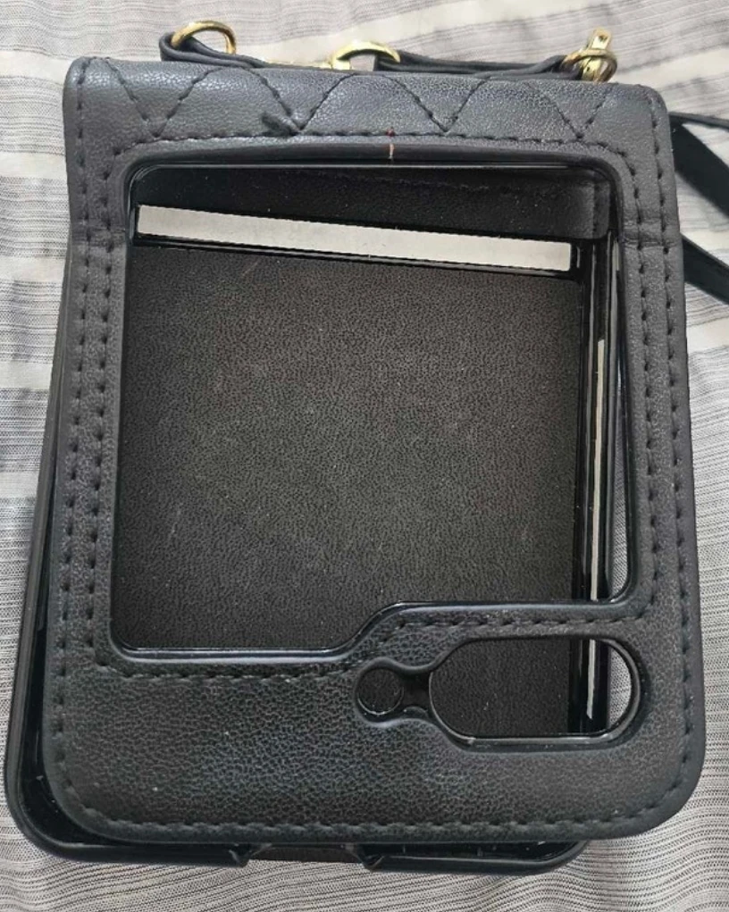 Black Samsung galaxy Z flip 3 case with Card Holder with Strap - photo 2