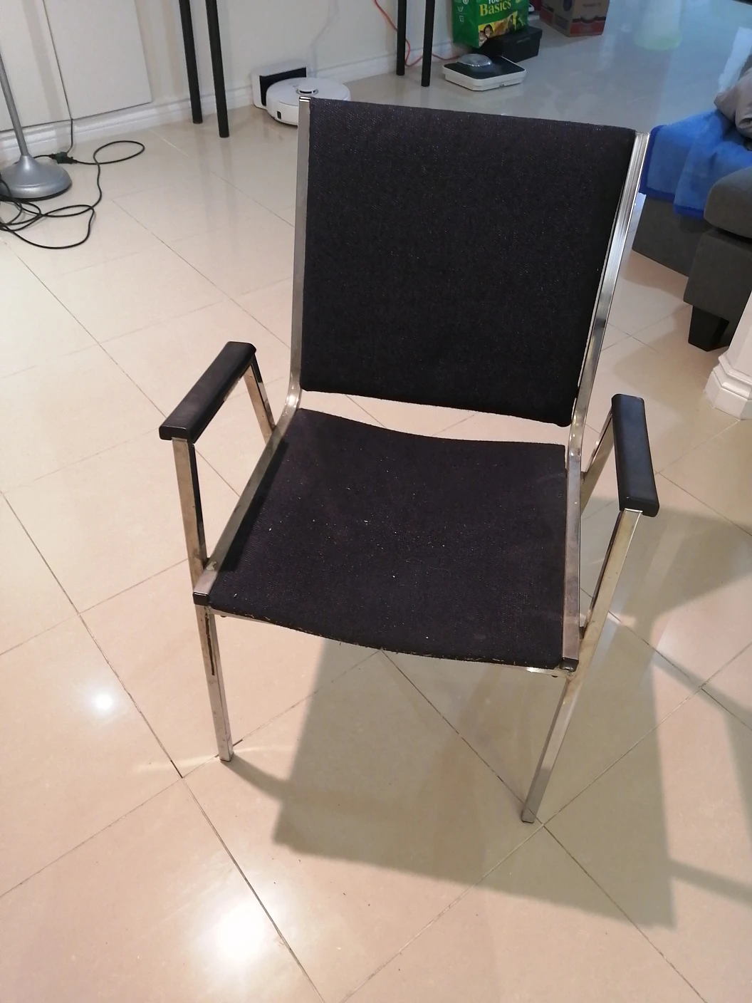 🌱Black Upholstered Armchair with Chrome Frame - photo 3