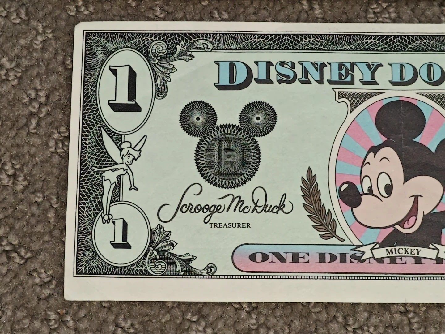 Vintage 1991 Disney Dollars $1 Notes (Mickey & Tinkerbell) Pair - photo 4