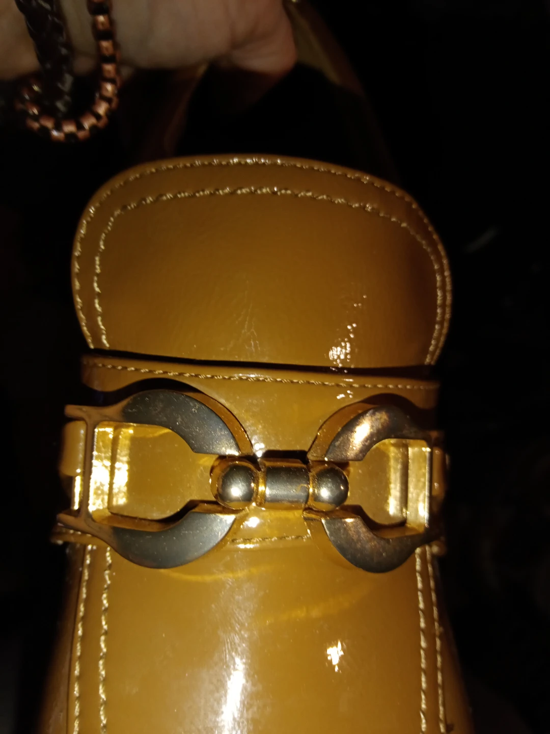 Women's Brown Patent Loafer Heels Size 6.5 - photo 4