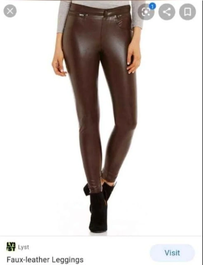 HUE Leatherette Leggings - Espresso - Size S