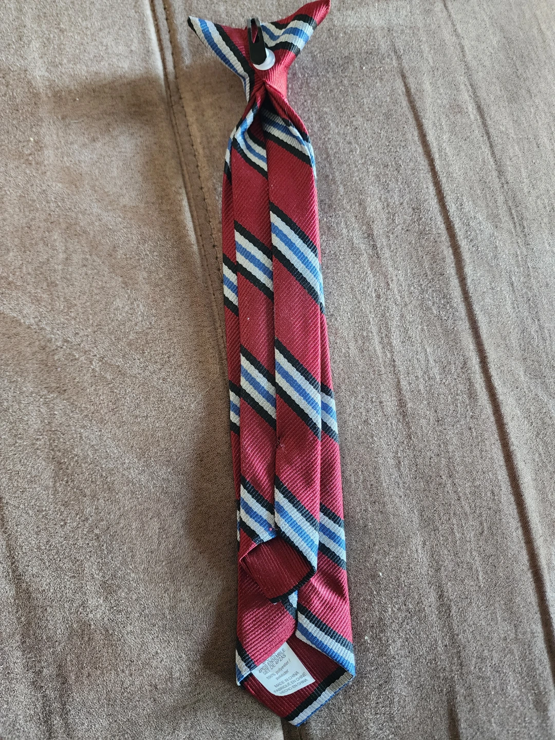 Boys Red Striped Pre-Tied Tie - photo 2
