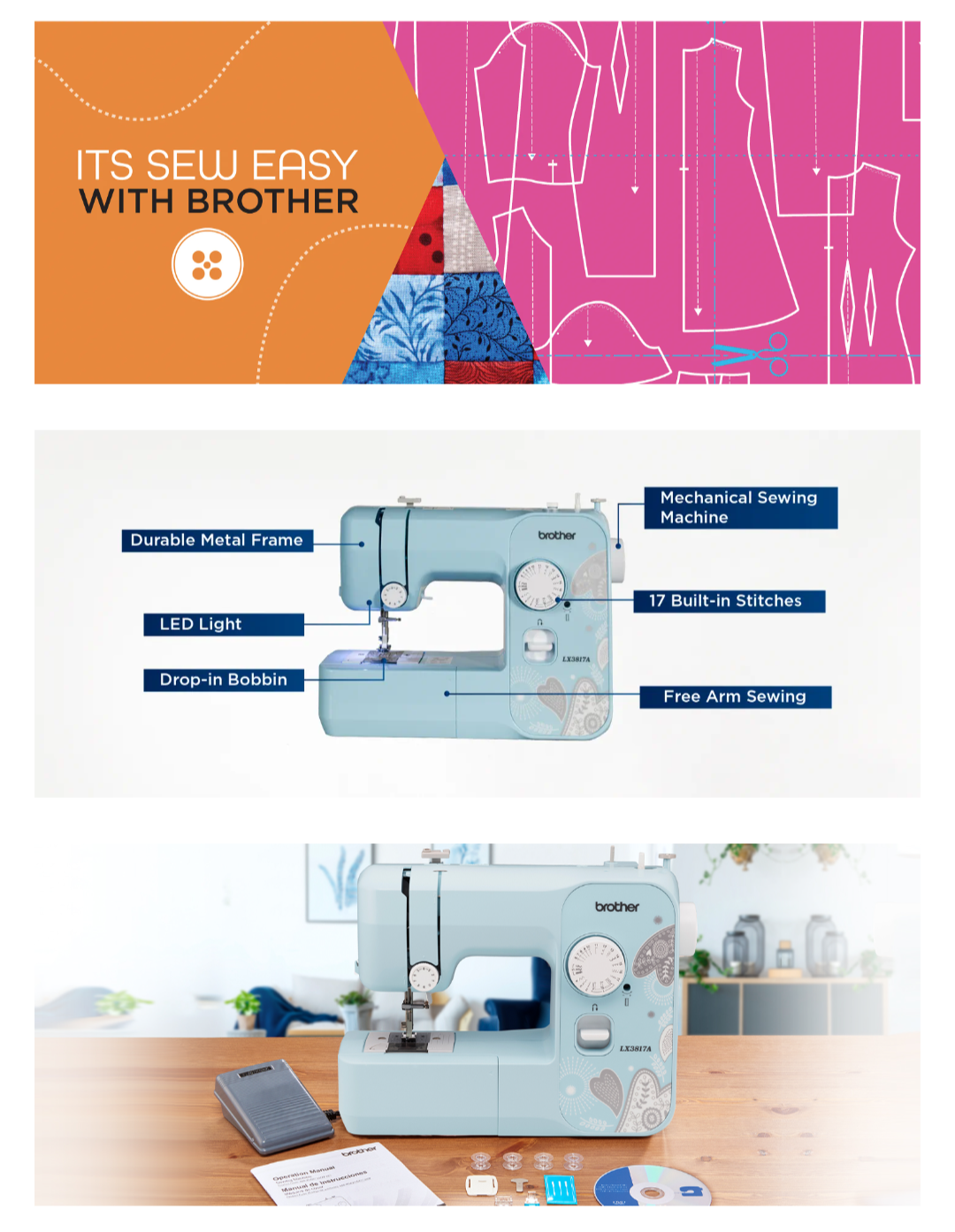 Brother Lightweight Full Size  Sewing Machine & Accessories - photo 4