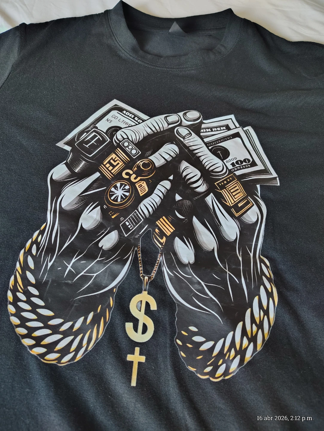 Black T-Shirt with Graphic Bear Print - photo 3