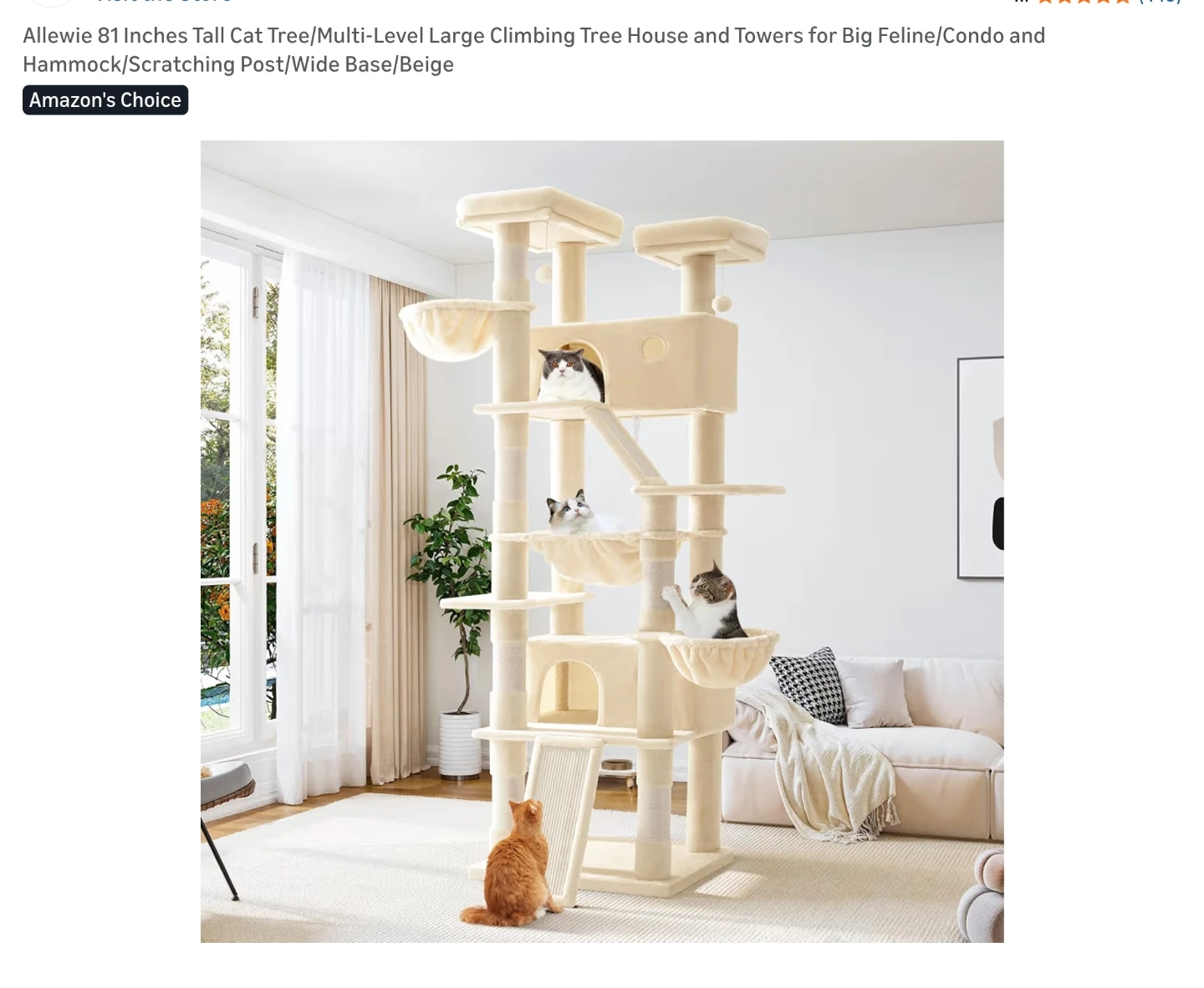 Allevie 81 Inches Tall Cat Tree Condo Beige
