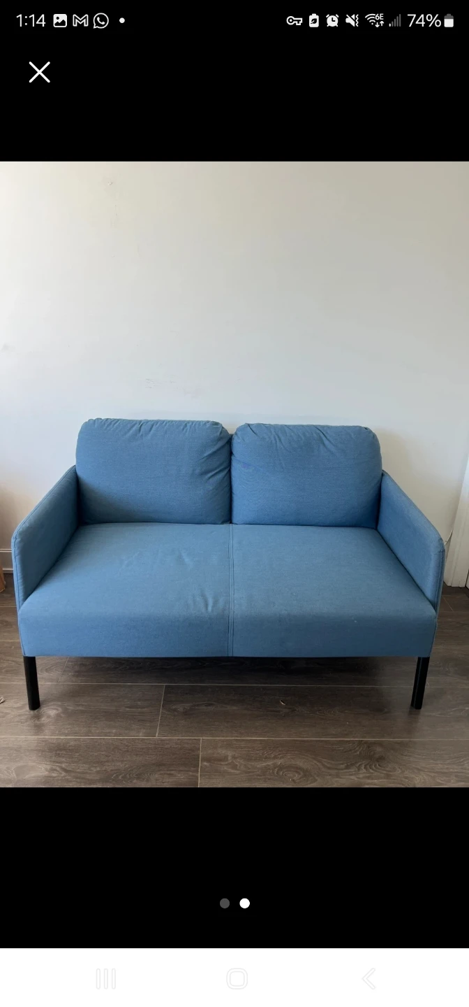Blue Loveseat Sofa.