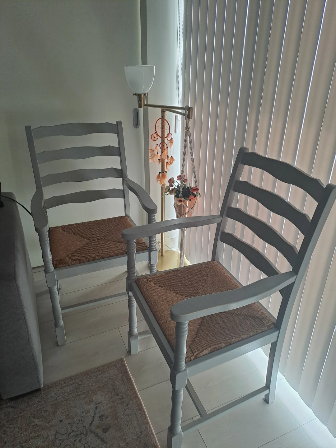 2 wooden armchairs