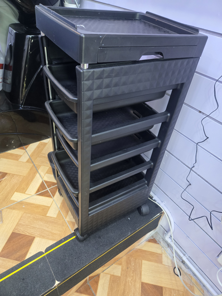 Black 4-Tier Rolling Cart with Drawer