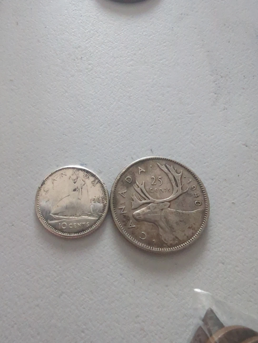 Canada 1940 25 Cents and 1968 10 Cents Coins