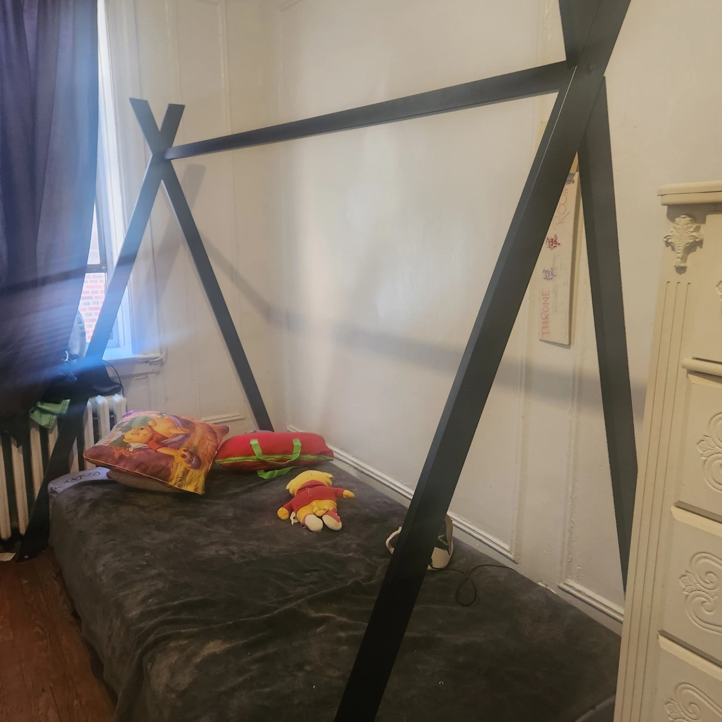 Twin metal tent bed