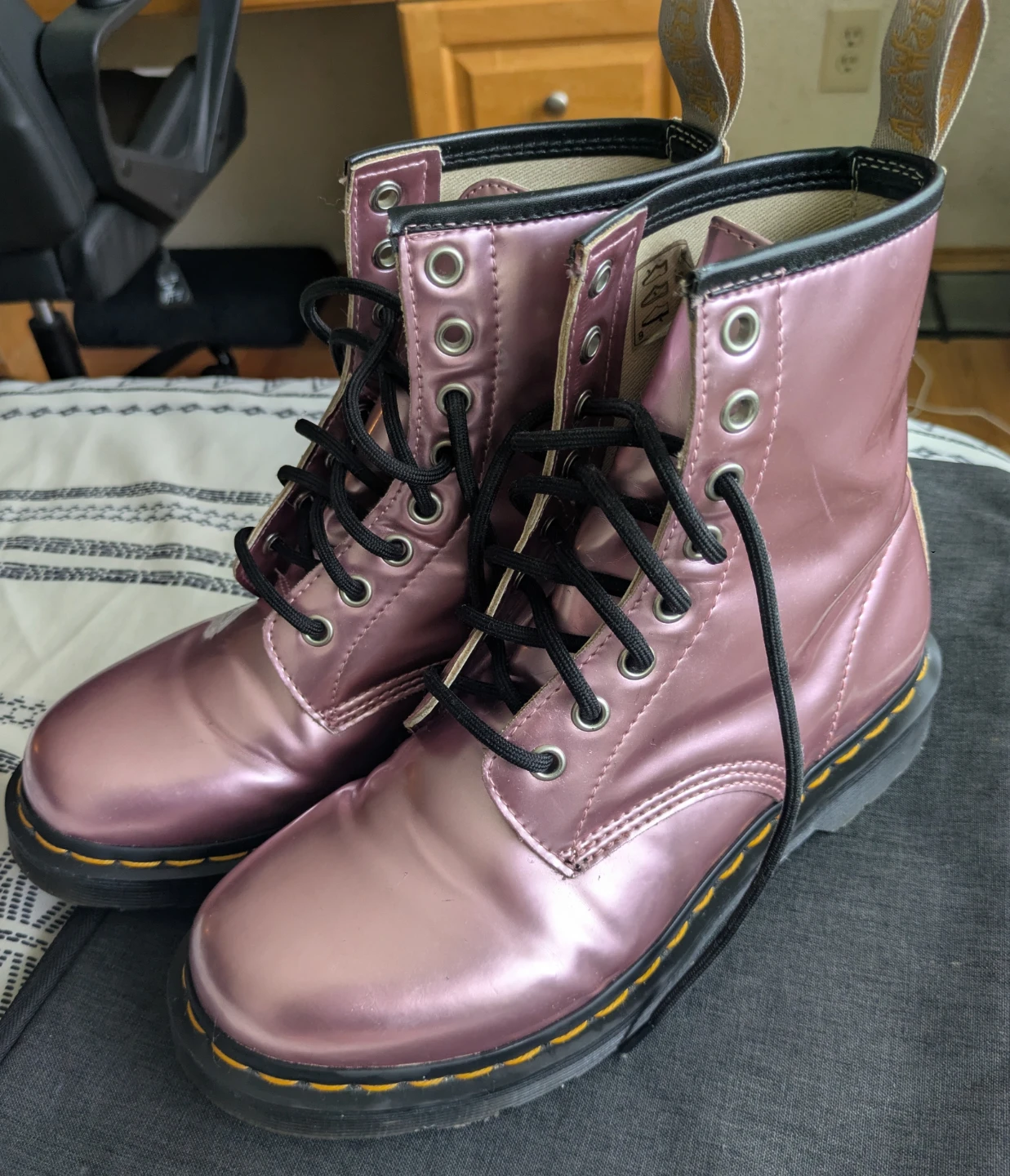 Dr. Martens Vegan 1460 Metallic Pink Boots in women's size 7 - photo 2