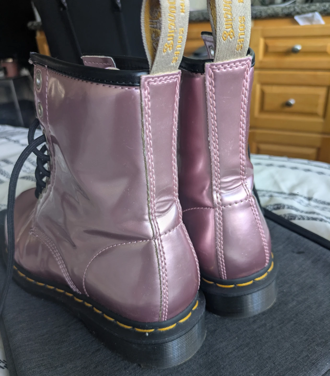 Dr. Martens Vegan 1460 Metallic Pink Boots in women's size 7 - photo 4