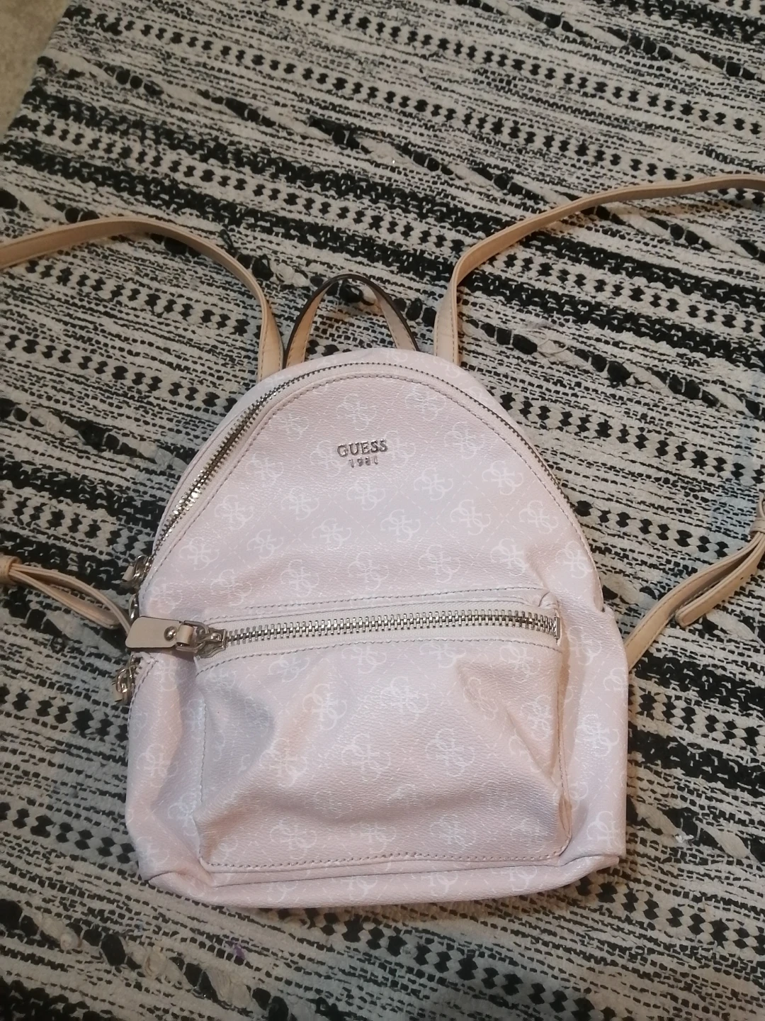 Pink Guess Monogram Backpack