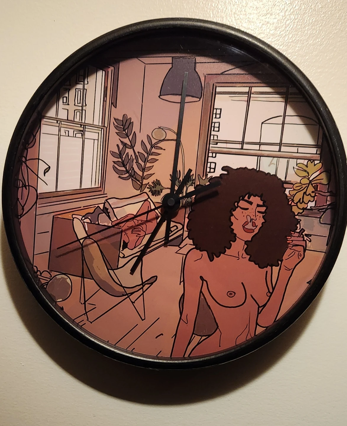 Wall Clock with Artistic Illustration