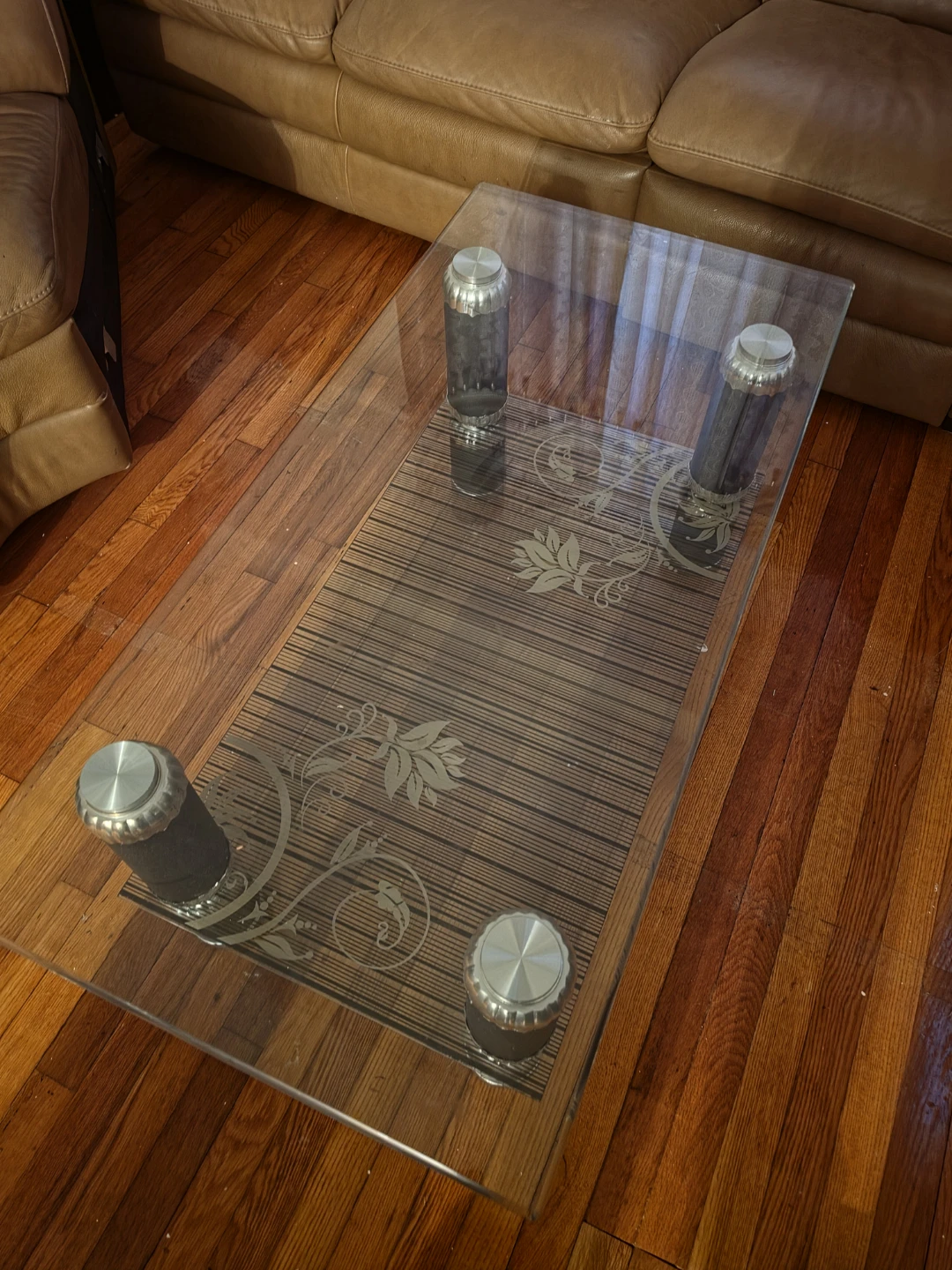 Glass Top Coffee Table with Decorative Insert - photo 2