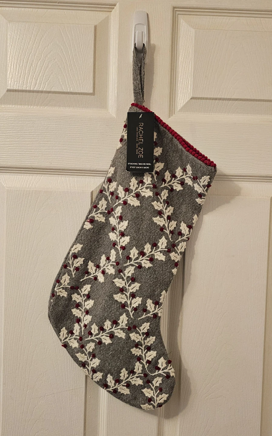 Grey, Red and White Rachel Zoe Christmas Stocking