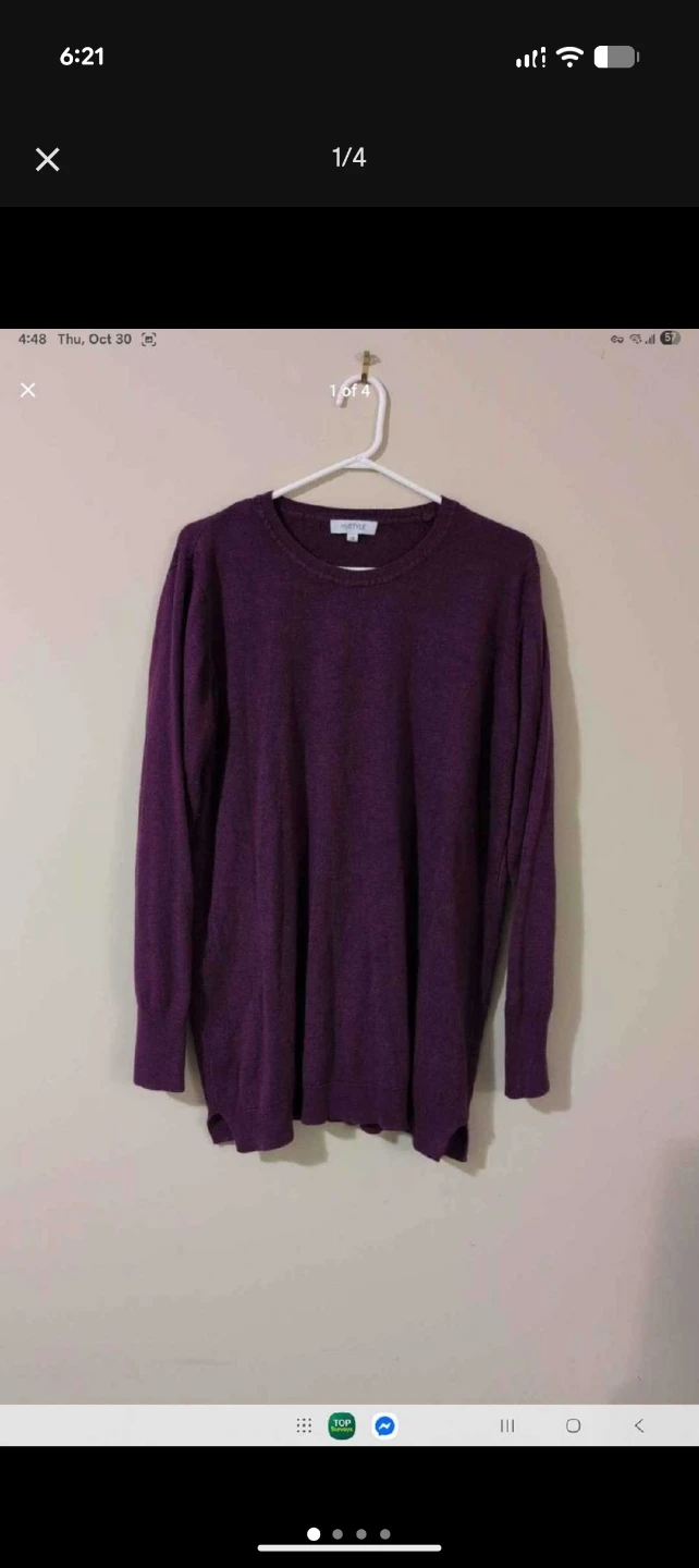 mySTYLE Purple Long Sleeve Sweater 1X