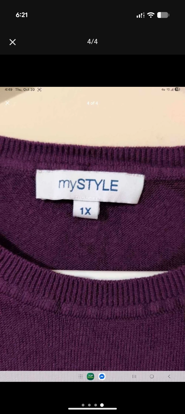 mySTYLE Purple Long Sleeve Sweater 1X - photo 2