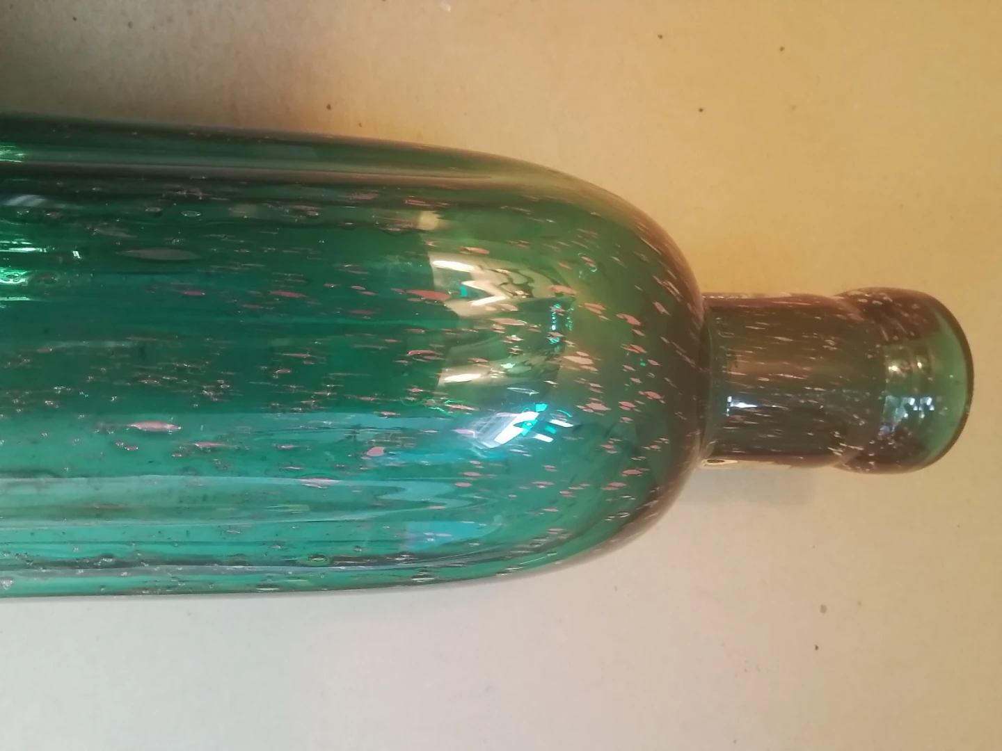Vintage Teal Art Glass Bottle Vase 12" - photo 5
