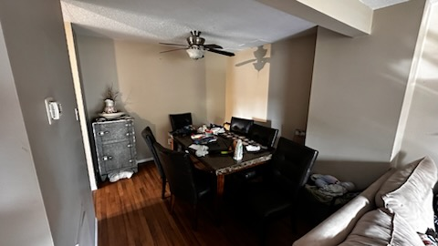 Marble slate dining set with 6 brown leather chairs