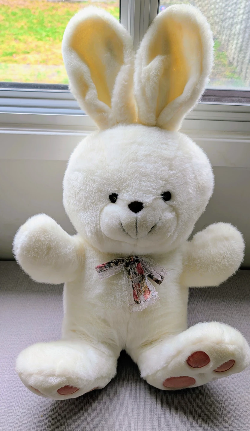 White Plush Large Spring Bunny Toy 1994