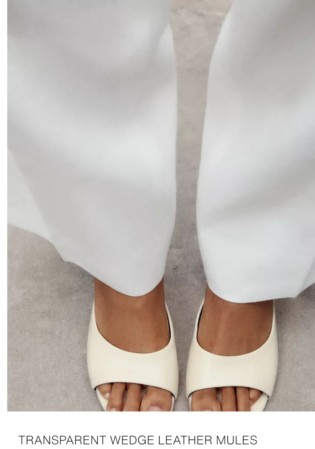 Zara Leather Wedge Sandals - Off White Size 38 - photo 3
