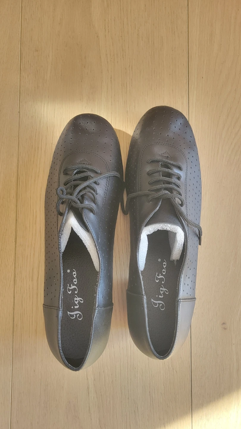 Jig Foo Black faux Leather Dance Shoes Size 38