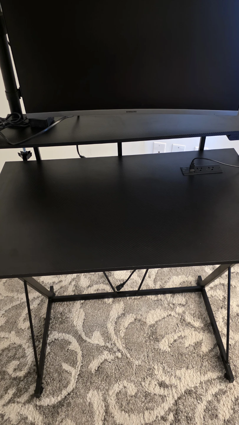 MOVING SALE- Modern Computer Desk w/ Shelf & Built-in Power - photo 5
