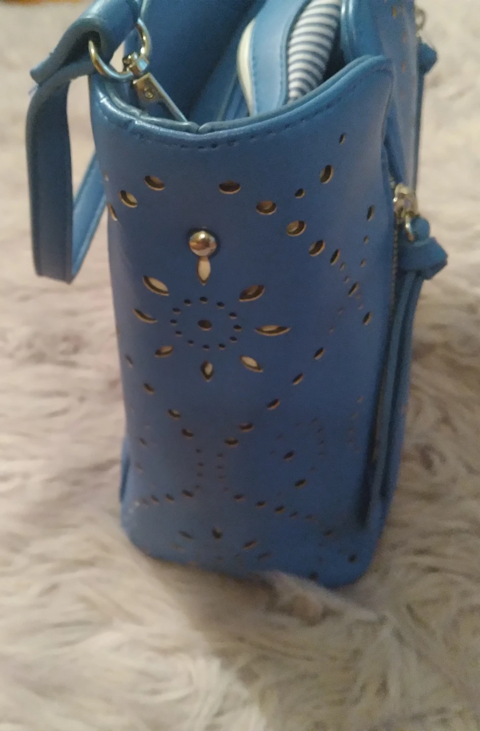 Cleo Blue Perforated Handbag - photo 2