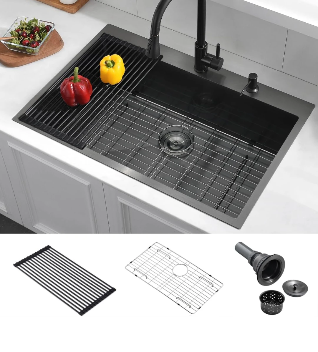 33-inch topmount black Stainless Steel Kitchen Sink