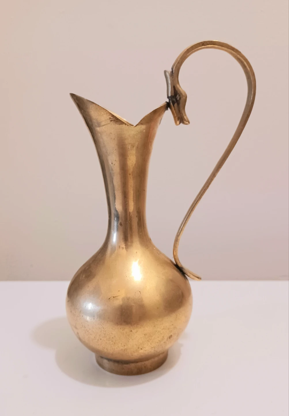 Vtg Handmade Solid Brass Pitcher