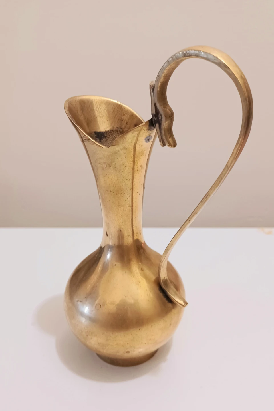 Vtg Handmade Solid Brass Pitcher - photo 2