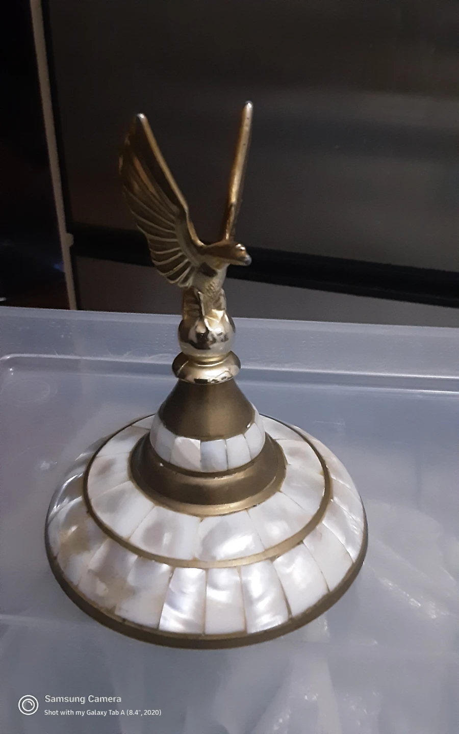 Brass and Mother of Pearl Eagle Figurine