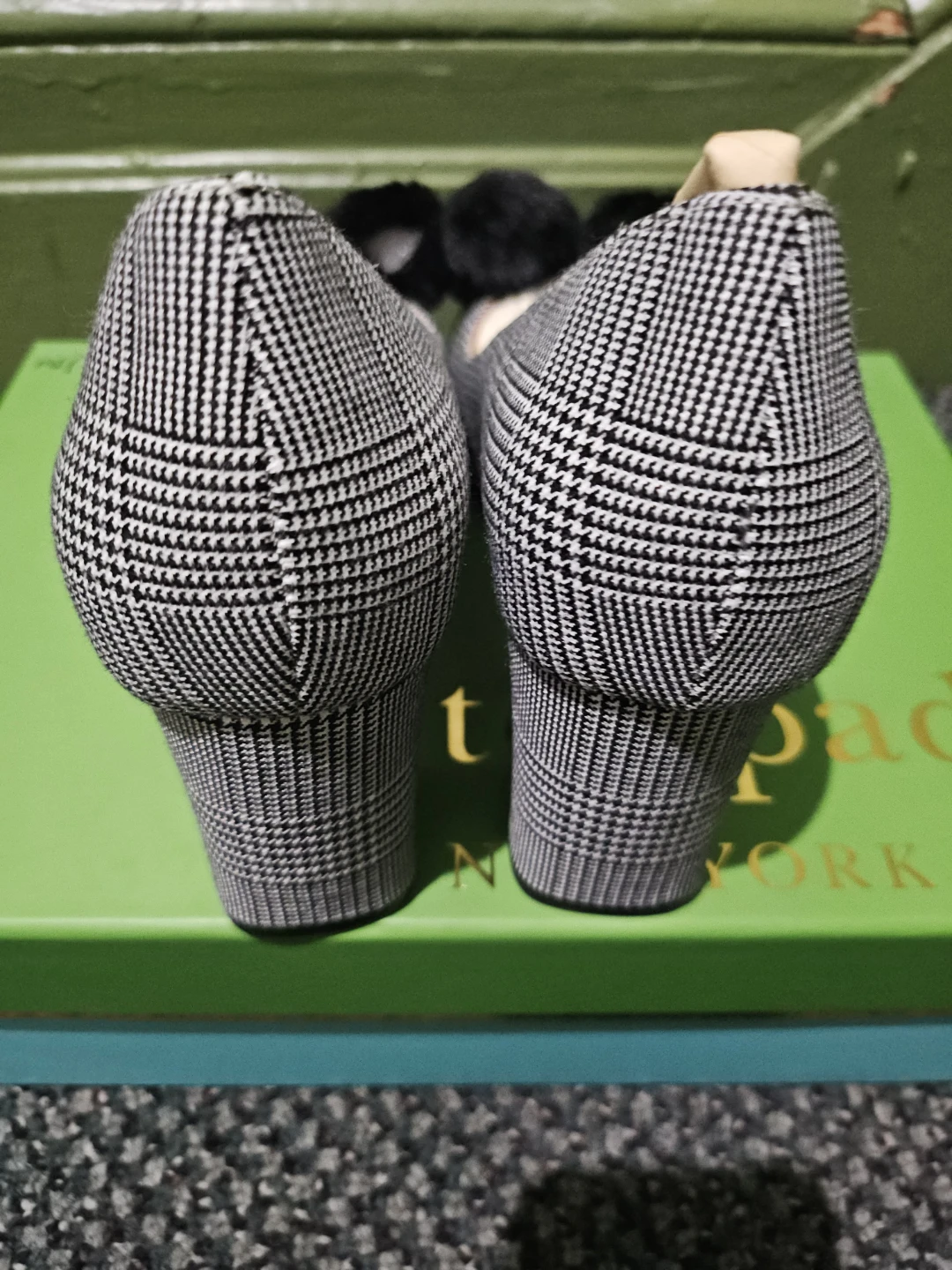 Kate Spade New York Houndstooth Heels with Faux Fur Bows - photo 4