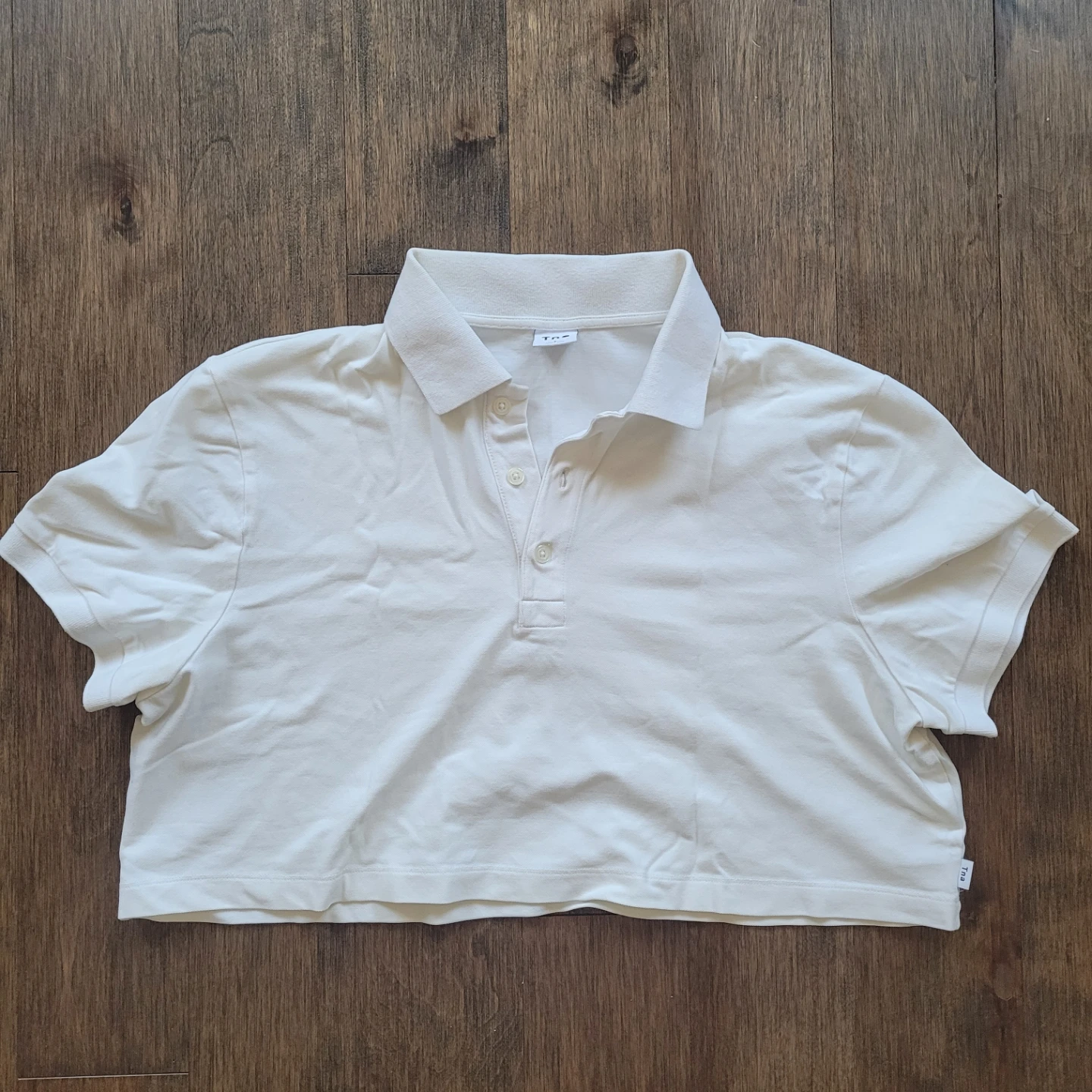 TNA Cropped Polo Shirt White