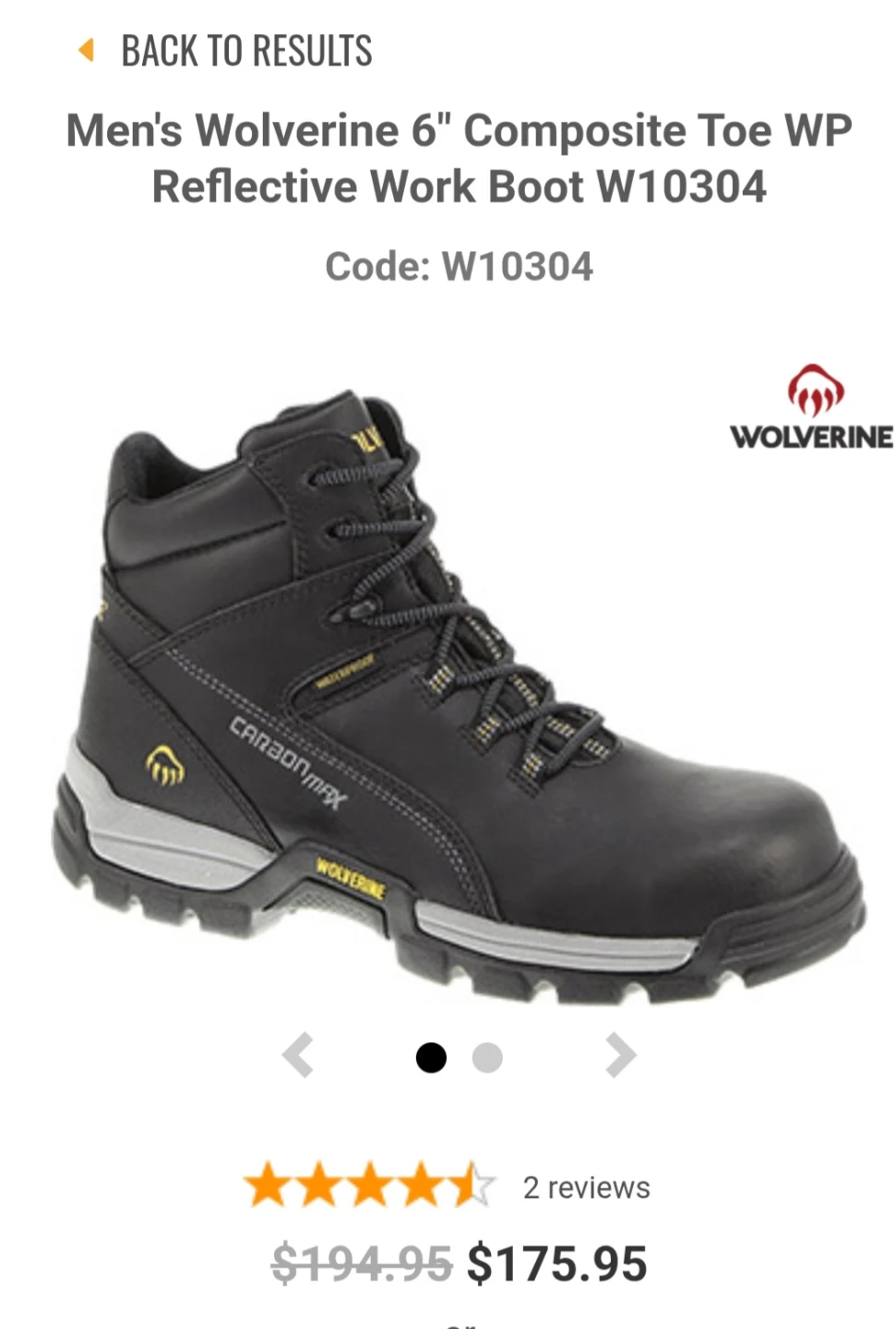 Wolverine Men's Tarmac 6" Composite Toe WP Work Boots Size 11 - photo 4