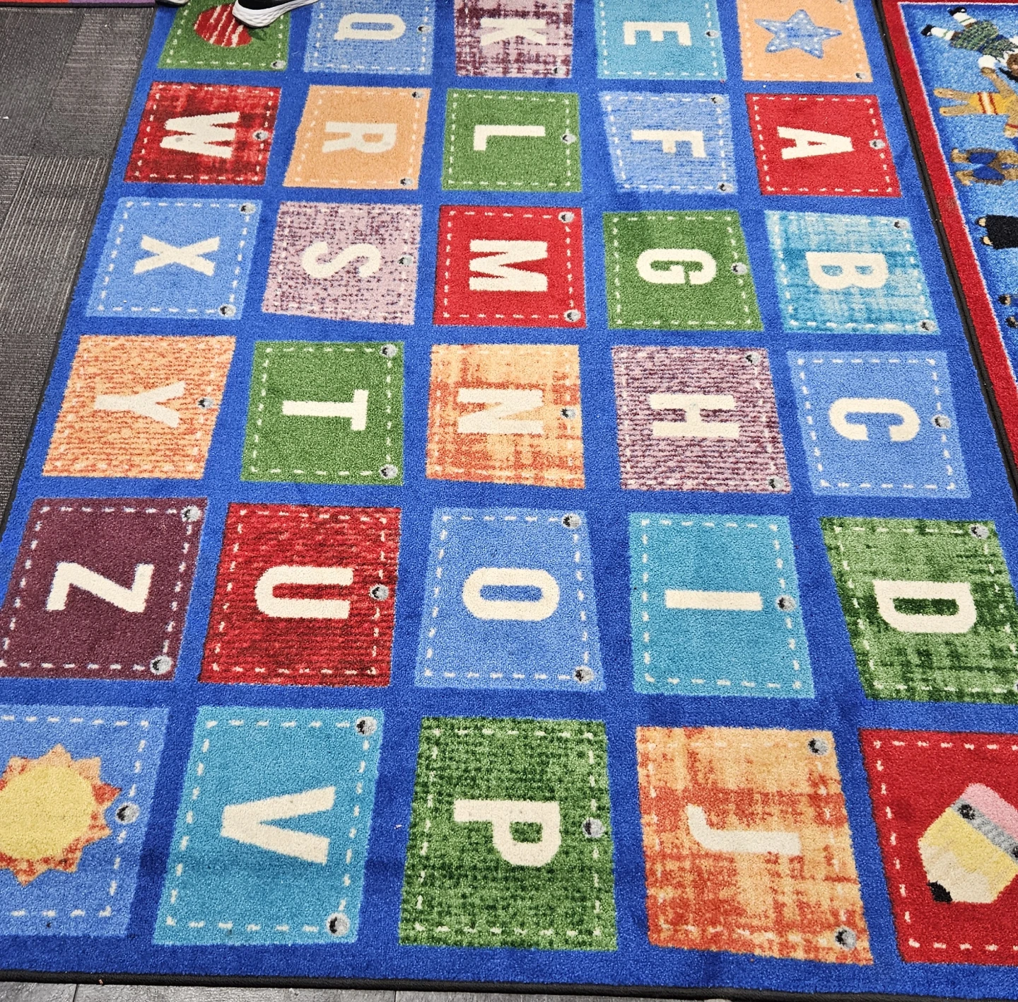 Joy Carpets Alphabet Recycle Area Rug 5'x7'8"