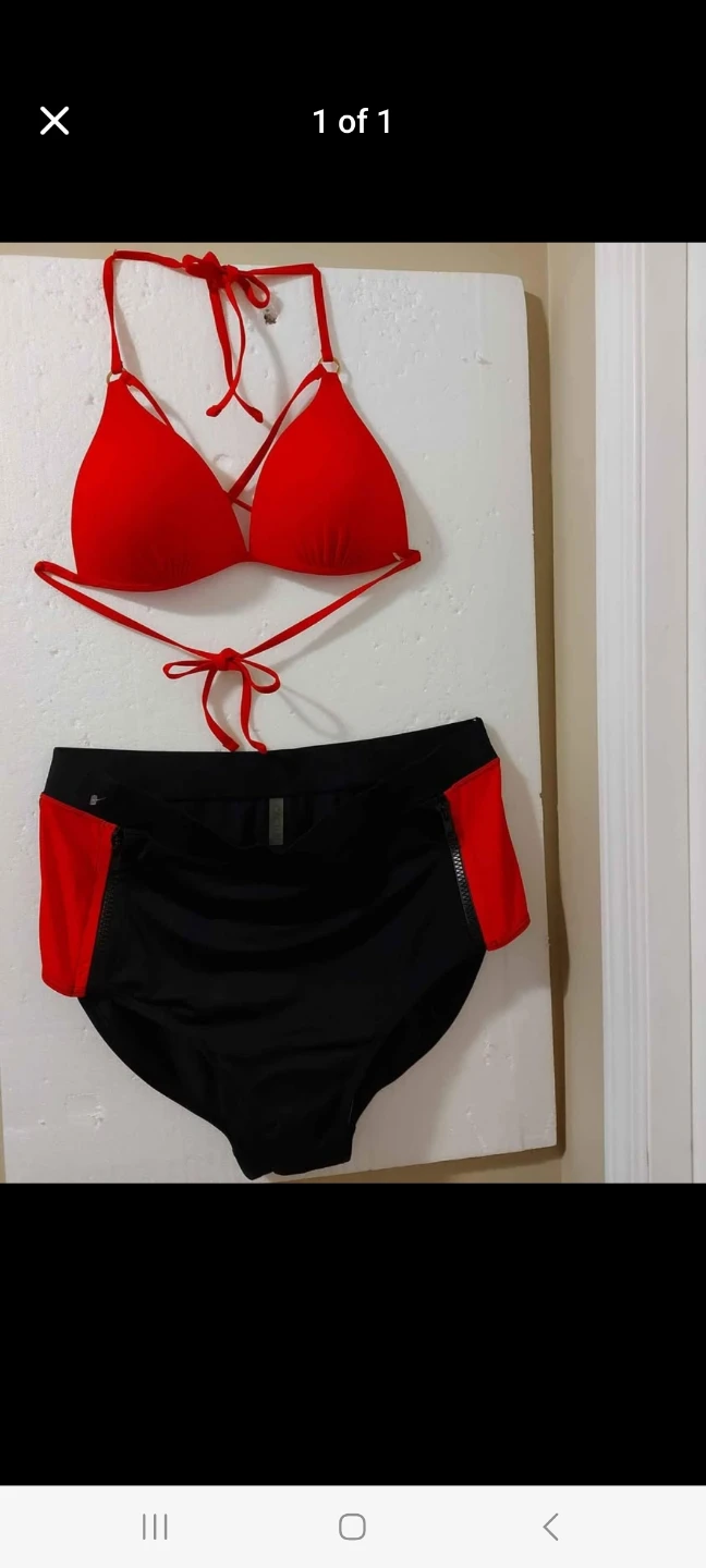 Women's Red & Black Bikini Swimwear - photo 2
