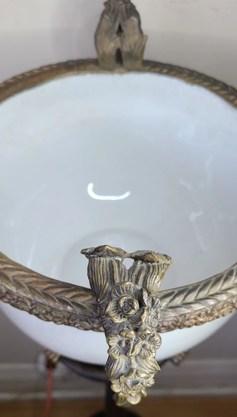 Vintage Centerpiece Bowl Cracked Glaze & Bronze - photo 4